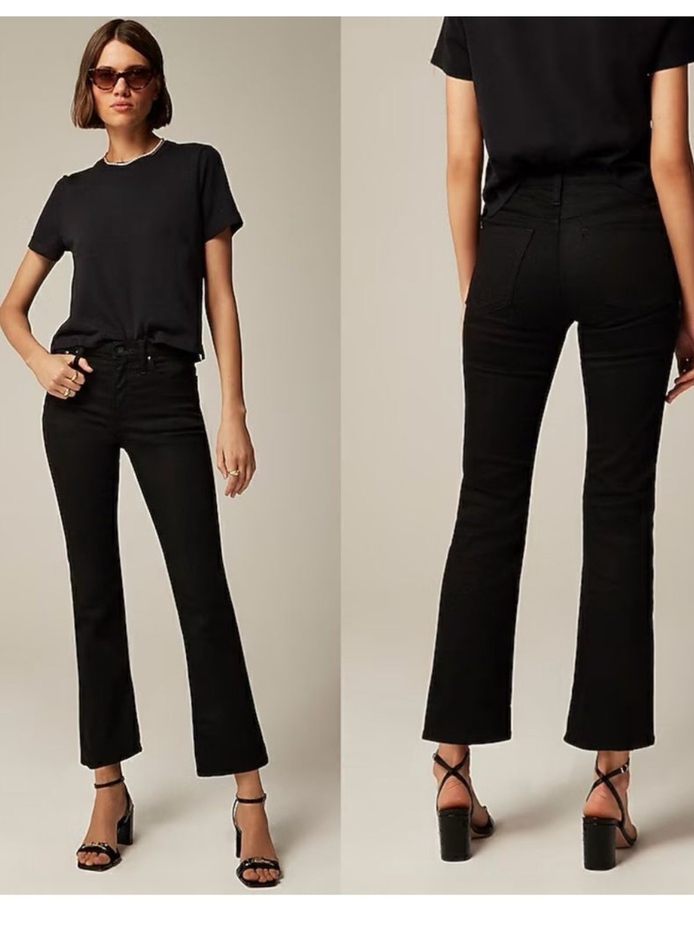J. Crew Kick Flare Black Jeans Size 32 Stretch Crop Minimalist